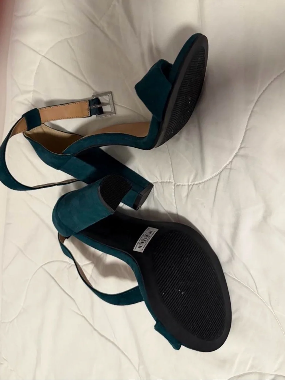 torrid Teal Suede Ankle-Strap Heels with Bow